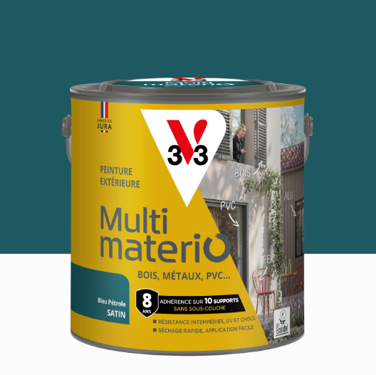 Peinture extérieure bois, fer, plastique V33 bleu pétrole satiné 2l