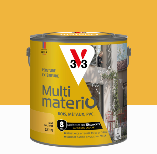 Peinture extérieure bois, fer, plastique V33 miel satiné 2l