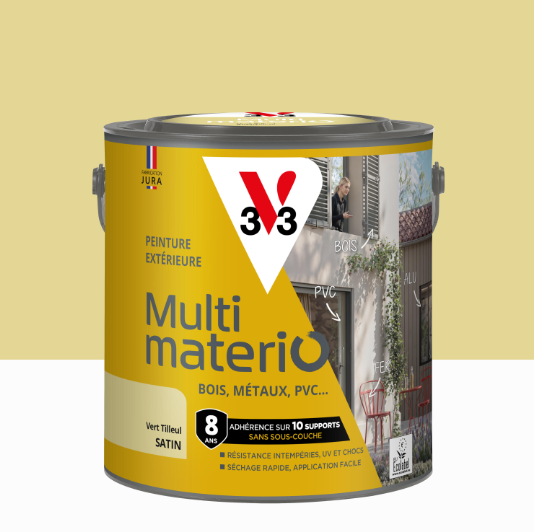 Peinture extérieure bois, fer, plastique V33 vert tilleul satiné 2l