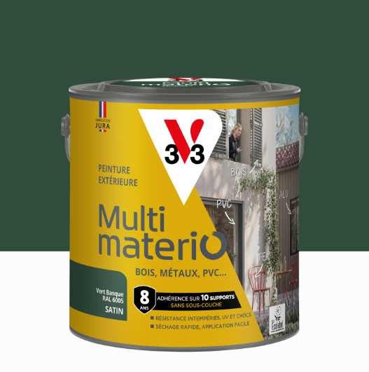 Peinture extérieure bois, fer, plastique V33 vert basque satiné 2l
