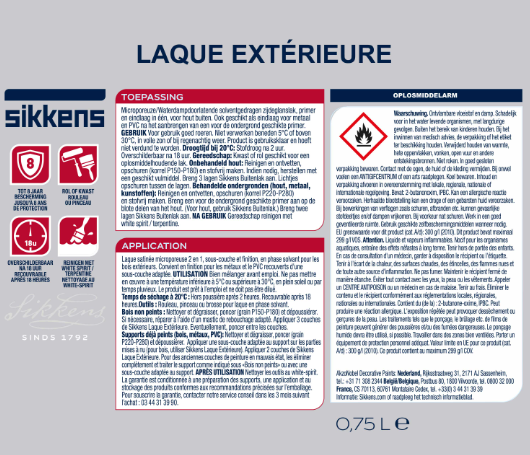 Peinture extérieure bois SIKKENS blanc satiné 0.75l
