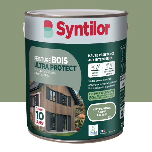 Peinture extérieure bois Ultra protect SYNTILOR vert provence satiné 2.5l