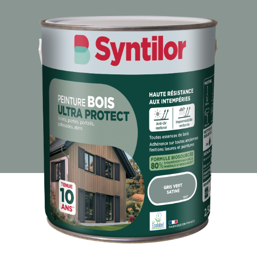 Peinture extérieure bois Ultra protect SYNTILOR gris vert satiné 2.5l
