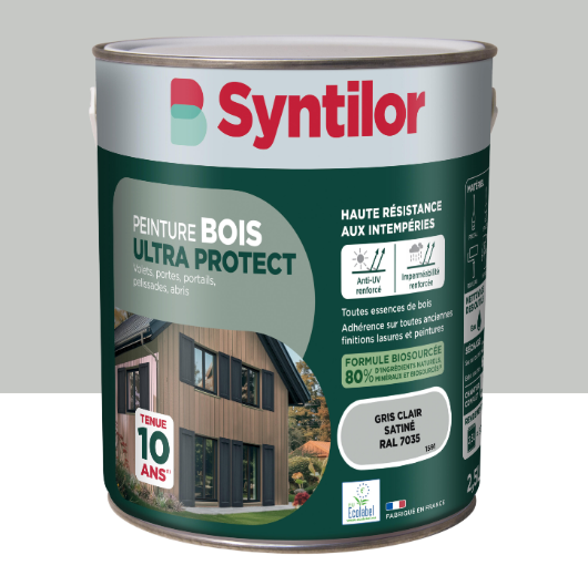 Peinture extérieure bois Ultra protect SYNTILOR gris clair satiné 2.5l
