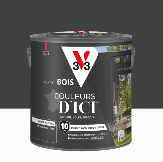 Peinture extérieure bois Couleurs d'ici ® V33 anthracite RAL 7016 velours 2L