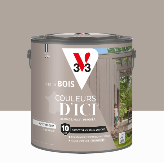 Peinture extérieure bois Couleurs d'ici ® V33 beige nature velours 2l
