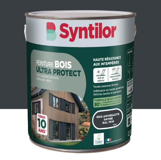 Peinture extérieure bois Ultra protect SYNTILOR gris anthracite satiné 2.5l