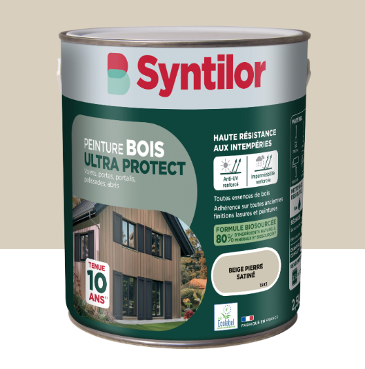 Peinture extérieure bois Ultra protect SYNTILOR beige pierre satiné 2.5l