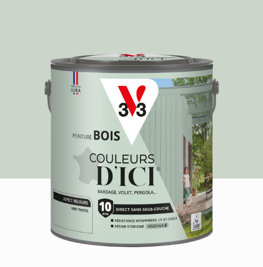 Peinture extérieure bois Couleurs d'ici ® V33 vert pastel velours 2l