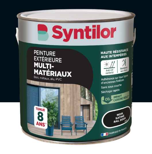 Peinture extérieure bois, aluminium, pvc . SYNTILOR noir satiné 2l