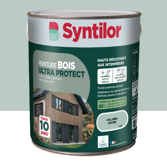 Peinture extérieure bois Ultra protect SYNTILOR ciel gris satiné 2.5l