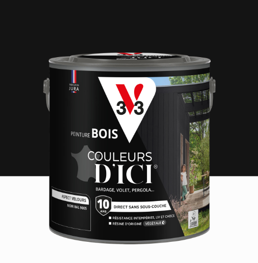 Peinture extérieure bois Couleurs d'ici ® V33 noir RAL 9005 velours 2L