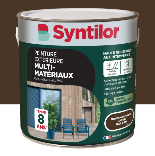Peinture extérieure bois, aluminium, pvc . SYNTILOR brun normand satiné 2l
