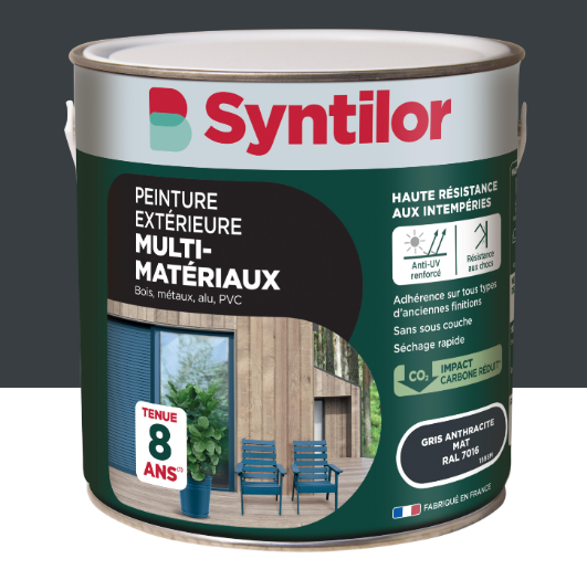 Peinture extérieure bois, aluminium, pvc . SYNTILOR gris anthracite mat 2l