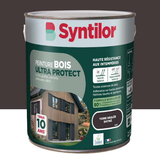 Peinture extérieure bois Ultra protect SYNTILOR terre brulée satiné 2.5l