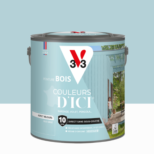 Peinture extérieure bois Couleurs d'ici ® V33 bleu grisé velours 2l