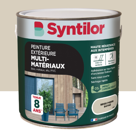 Peinture extérieure bois, aluminium, pvc . SYNTILOR beige pierre satiné 2l