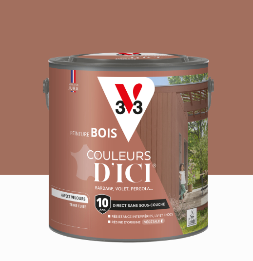 Peinture extérieure bois Couleurs d'ici ® V33 terre cuite velours 2l