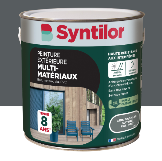 Peinture extérieure bois, aluminium, pvc . SYNTILOR gris basalte satiné 2l