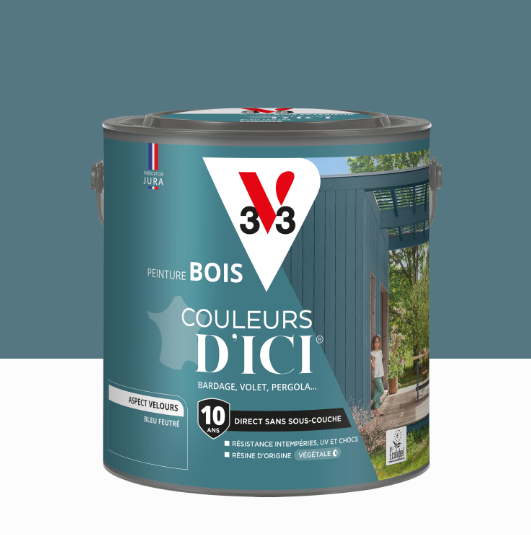 Peinture extérieure bois Couleurs d'ici ® V33 bleu feutré velours 2l