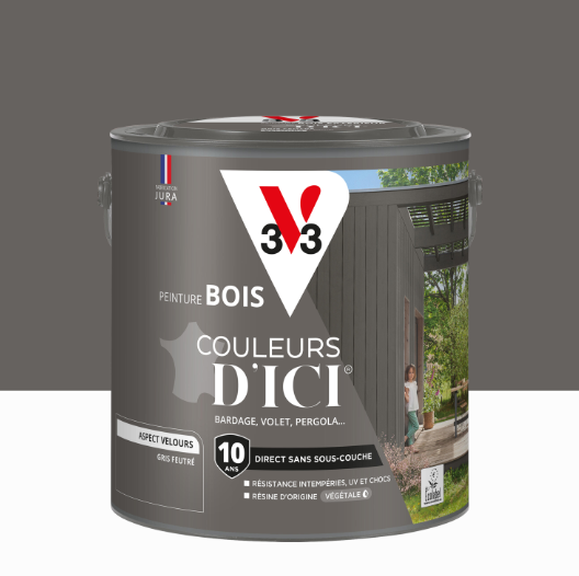 Peinture extérieure bois Couleurs d'ici ® V33 gris feutré velours 2l