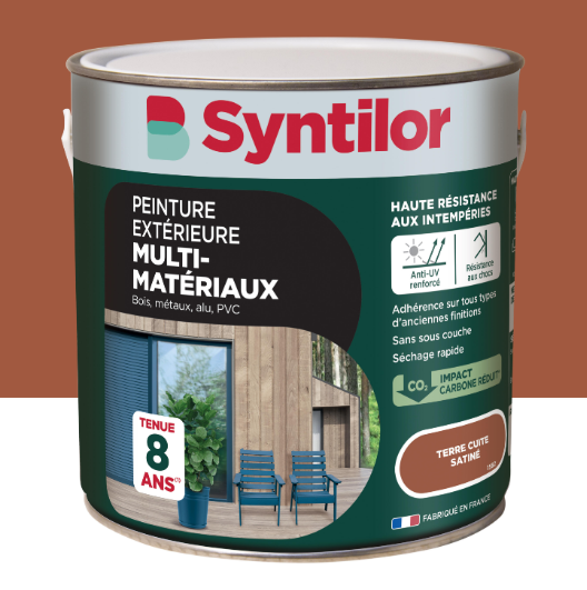 Peinture extérieure bois, aluminium, pvc . SYNTILOR terre cuite satiné 2l