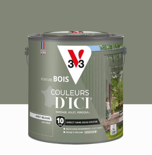 Peinture extérieure bois Couleurs d'ici ® V33 kaki grisé velours 2l