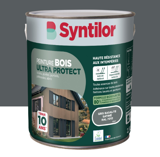 Peinture extérieure bois Ultra protect SYNTILOR gris basalte satiné 2.5l