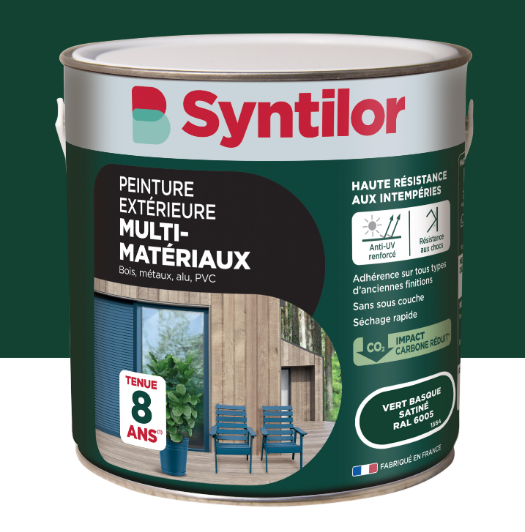 Peinture extérieure bois, aluminium, pvc SYNTILOR vert basque satiné 2l