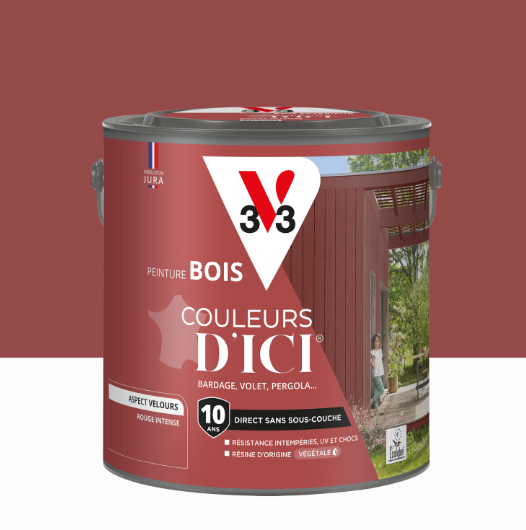 Peinture extérieure bois Couleurs d'ici ® V33 rouge intense velours 2l