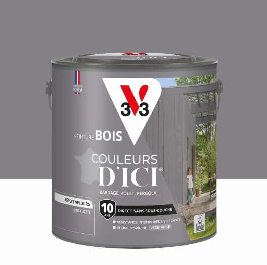 Peinture extérieure bois Couleurs d'ici ® V33 gris flotté velours 2l