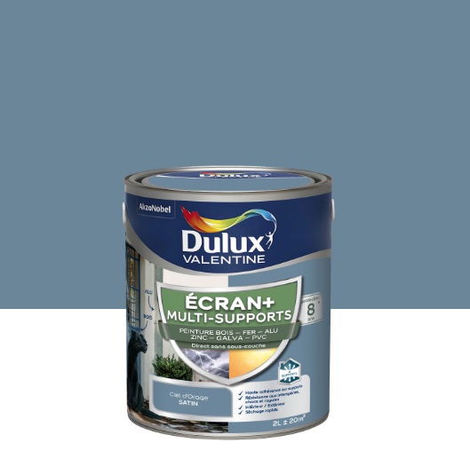 Peinture extérieure bois, fer, pvc Ecran+ DULUX VALENTINE ciel d'orage satin 2l