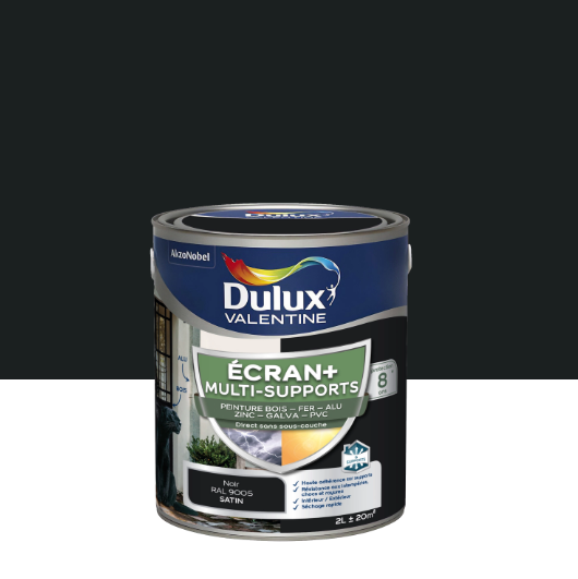 Peinture extérieure bois, fer, pvc Ecran+ DULUX VALENTINE noir satiné 2l