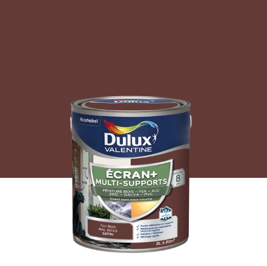 Peinture extérieure bois, fer, pvc Ecran + DULUX VALENTINE ton bois satiné 2l