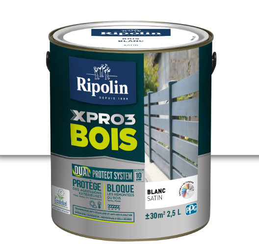 Peinture extérieure bois Xpro3 RIPOLIN blanc satiné 2.5l