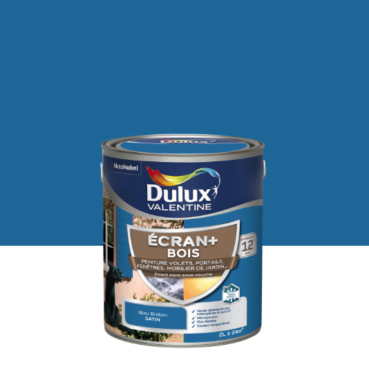 Peinture extérieure bois Ecran + DULUX VALENTINE Bleu Breton satiné 2l