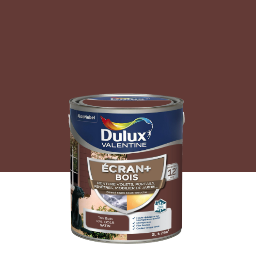 Peinture extérieure bois Ecran + DULUX VALENTINE ton bois satiné 2l