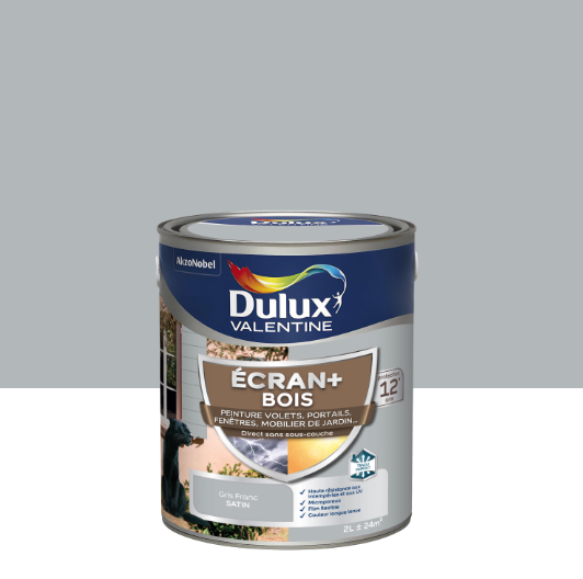 Peinture extérieure bois Ecran + DULUX VALENTINE gris franc satiné 2l
