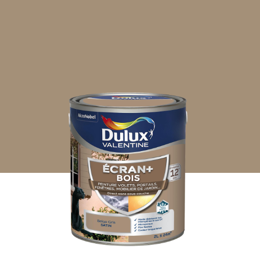 Peinture extérieure bois Ecran + DULUX VALENTINE beige gris satiné 2l