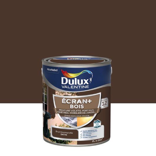 Peinture extérieure bois Ecran + DULUX Brun Normandie satiné 2l