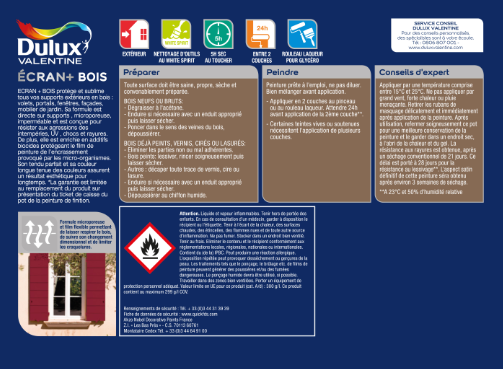 Peinture extérieure bois Ecran + DULUX Brun Normandie satiné 2l