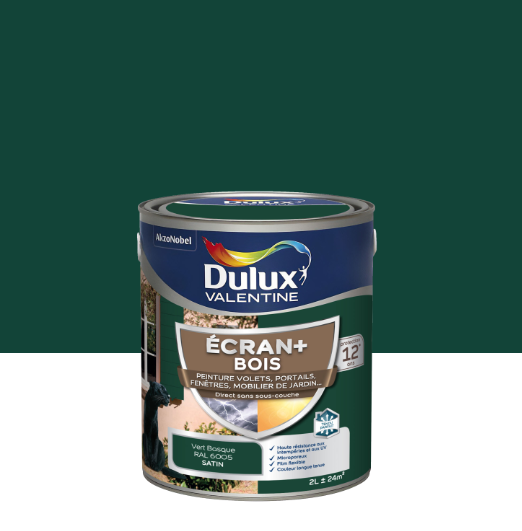 Peinture extérieure bois Ecran + DULUX VALENTINE Vert Basque satiné 2l