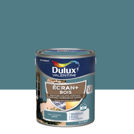 Peinture extérieure bois Ecran + DULUX VALENTINE bleu tempête satiné 2l