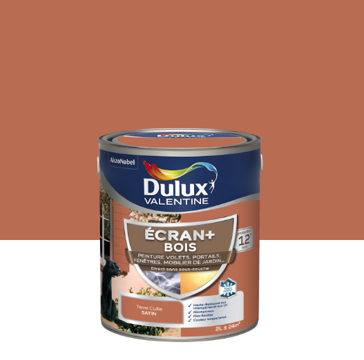 Peinture extérieure bois Ecran + DULUX VALENTINE Terre Cuite satiné 2l