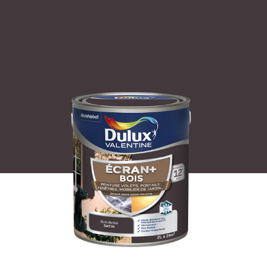 Peinture extérieure bois Ecran + DULUX VALENTINE Bois Brûlé satiné 2l