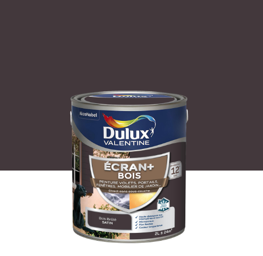 Peinture extérieure bois Ecran + DULUX VALENTINE Bois Brûlé satiné 2l