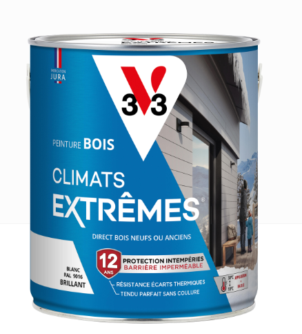 Peinture extérieure bois Climats extrêmes® V33 blanc brillant 2.5l