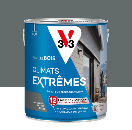 Peinture extérieure bois Climats extrêmes® V33 gris basalte satiné 2.5l