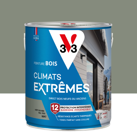 Peinture extérieure bois Climats extrêmes® V33 vert olivier mat 2.5l
