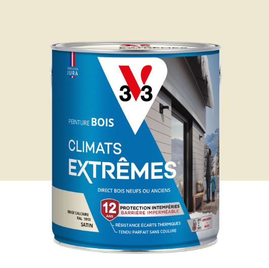 Peinture extérieure bois Climats extrêmes® V33 beige calcaire satiné 2.5l